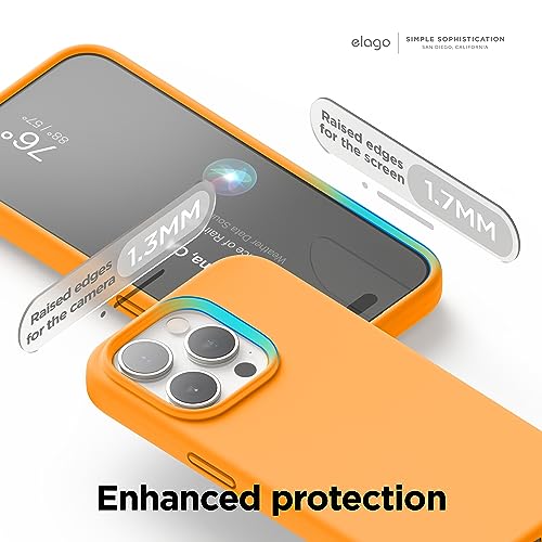 Image of elago Compatible with iPhone 15 Pro Case, Liquid Silicone Case, Full Body Protective Cover, Shockproof, Slim Phone Case, Anti-Scratch Soft Microfiber Lining, 6.1 inch (Orange)