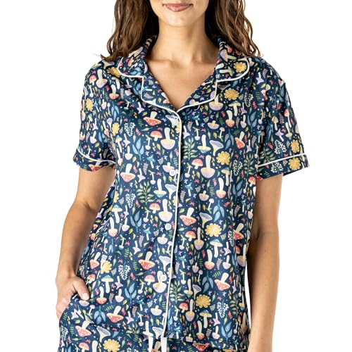 Hello Mello Lounge Short Sleeve Soft Pajama Top for Women - Down to Earth, Medium/Large