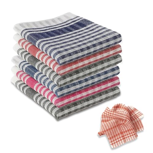 Image of GLUN Cotton Cleaning Cloths - 6 Pcs Multipurpose Kitchen Napkins 17x17 Inch, Reusable Dish Towels, Tea Towels & Table Wipes for Home & Office