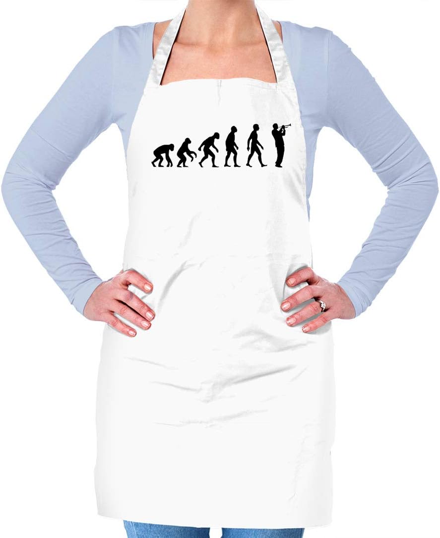Dressdown Evolution of Man Trumpet Player - Unisex Adult Kitchen/BBQ Apron - Royal Blue - One Size