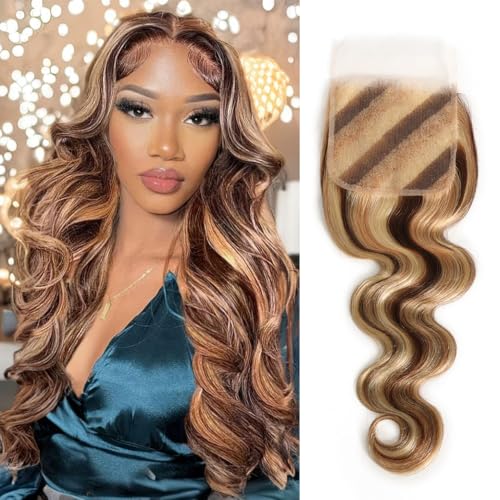 5x5 hd lace closure human hair 3 Tones 4/27/613 Sun-kissed