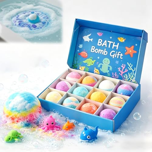 2026 New Ocean Toy Bath Salt Ball Sleeve Box Bath Bombs Upgrade Kids Bath Bombs Gift Set Handmade Nature Bubble Bath Fizzes BombBirthday Gifts for Kid (Style F)