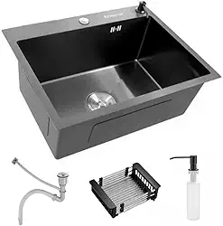 Cuba Pia Inox Cozinha Gourmet Com Acessórios 60x45 Diversas Cores - Brinovar (Preto)