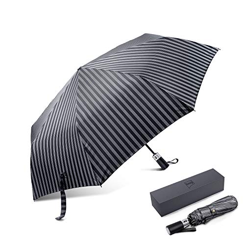 Preisvergleich Produktbild boy Jungen Kompakter Regenschirm winddicht, wasserdicht, schnell trocknend, mit automatischer unbreakable Regenschirm, automatische Öffnen und Schließen, grey stripes