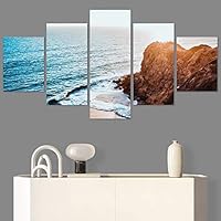 SIGNWIN 5 Panel Canvas Wall Art Coastal Scenery for Home Decorations Ready to Hang - 60