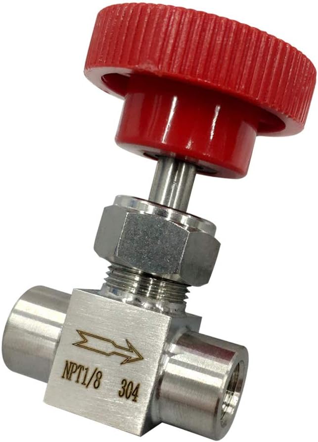 Red handle needle valve 1/8"" NPT 1500PSI Stainless steel For water oil gas