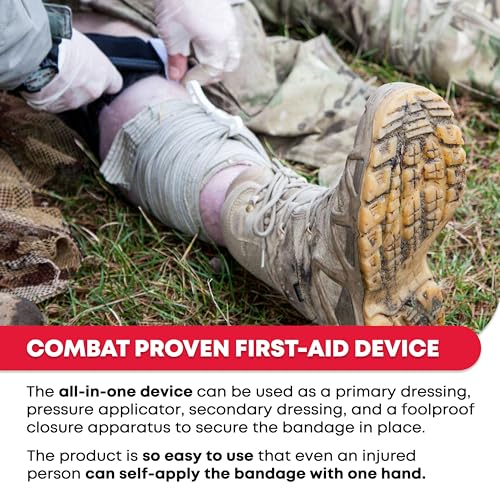 Ever Ready First Aid Israeli Battle Dressing Compression Bandage, 6", Black