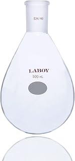 Laboy Glass 500mL Heavy Wall Borosilicate 3.3 Pear-Shaped Evaporation Flask with 24/40 Standard Taper Joint for Rotary Evaporators Organic Chemistry Solvent Recovery