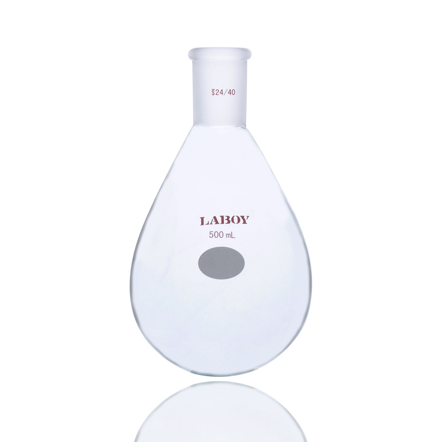 Laboy Glass 25mL Pear-Shaped Evaporation Flask, 24/40 Standard Taper Joint, Heavy Wall Borosilicate 3.3 for Rotary Evaporators & Solvent Recovery