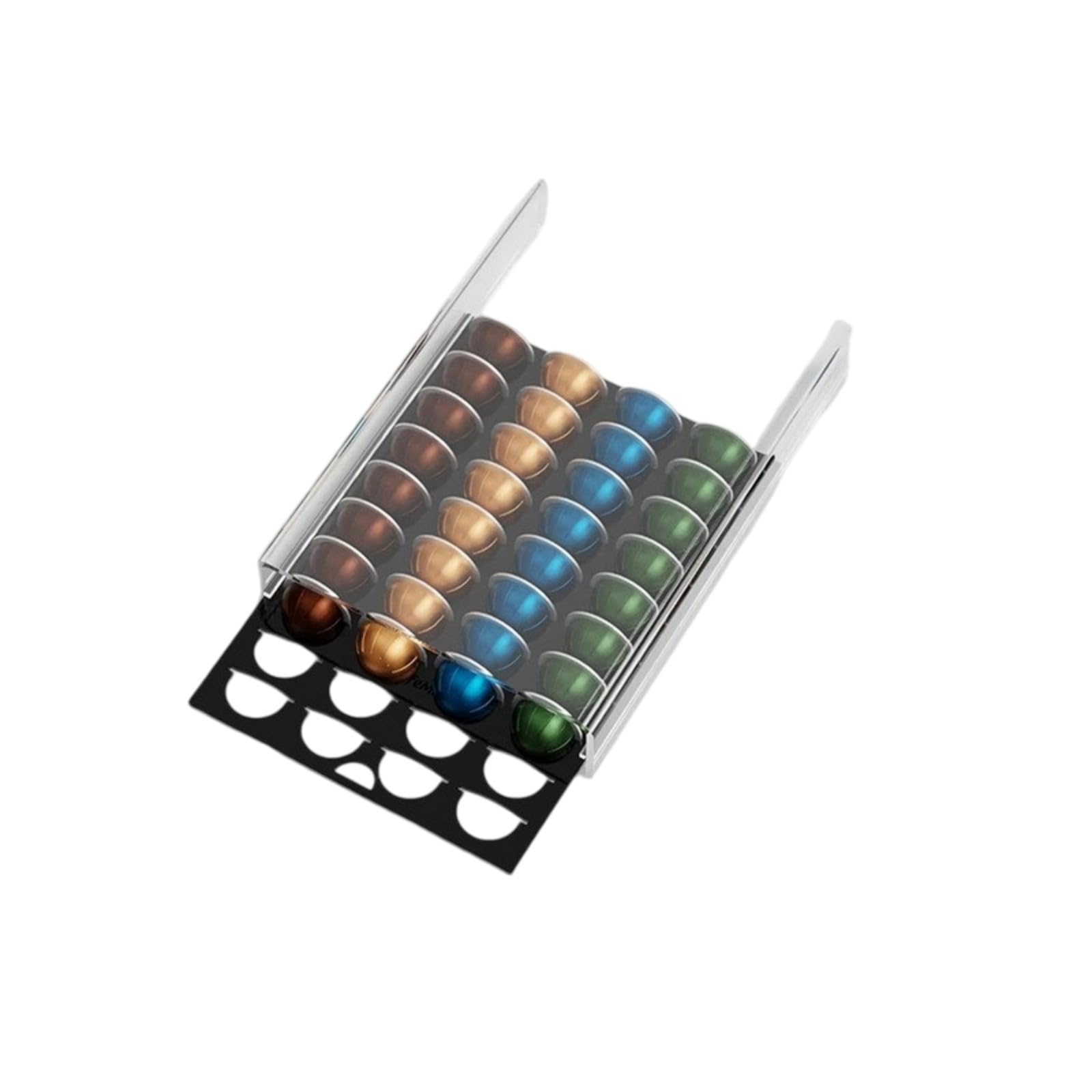 Tsophreniq Robust Polyacrylate Coffee Jar Storage Drawer with 40 Container Capacity and Dusttight Feature for Countertop Functionality Transparent Coffee Drawer
