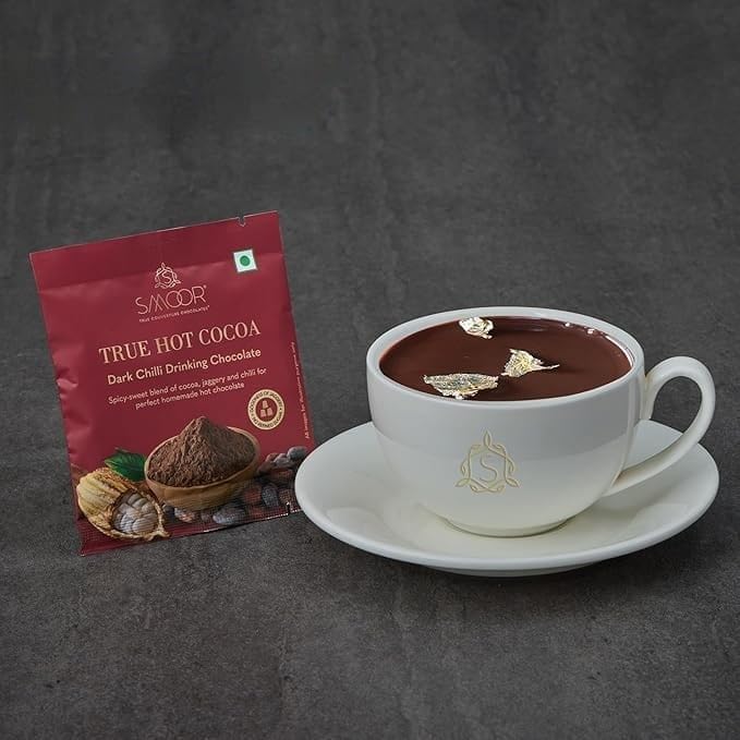 SMOOR Premium Dark Chilli Hot Chocolate Mix | Drinking Chocolate Powder| No Refined Sugar, Made with Jaggery| Enjoy Hot or Cold | 30g