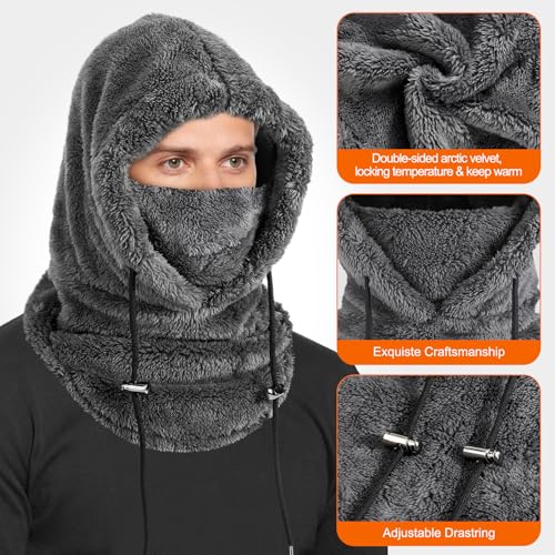 AYPOW Winter Thermo Fleece Sturmhaube Herren Damen, Multifunktionale Outdoor Winddicht Gesichtshaube Warm Skimaske mit Nackenwärmer Halswärmer, Unisex Gesichtsmaske Radfahren Motorräder Wandern Laufen