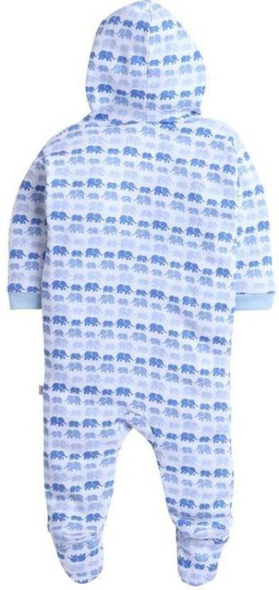 Image of Pooja Baby Front Open Full Sleeves Sleepsuit Hooded with Foot Easy Dressing and Diapering Romper Set of 2