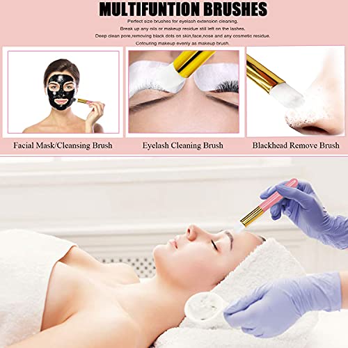 Eyelash Cleaning Brush 6 Pcs Lash Extension Cleanser Shampoo Soft Makeup Brushes for Blackhead Remover Tool Nose Washing Mascara Brushes Wands,Black Silver