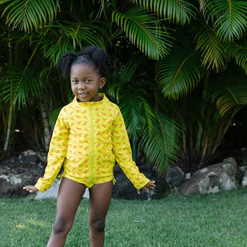 Image of SwimZip Girls' Long Sleeve Rash Guard & 1-Piece Swimsuit - UPF 50 Sun Protection