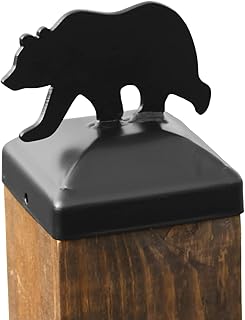 Madison Iron and Wood Metal Bear Walking Post Cap for 4x4 Nominal Post, Gloss Black, 3.5 x 3.5 inches, 1 Each