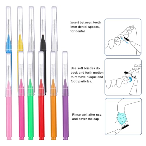 Image of Patelai 100 Pieces Braces Dental Brush for Cleaner Interdental Toothpick Dental Tooth Flossing Head Oral Hygiene Flosser Toothpick Cleaners Tooth Tool(Assorted Colors,Mixed Size)