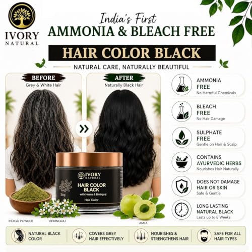 Image of Black Hair Color Powder (30 Gram) - Get Instant Natural Black Hair | Premium Plant-Based Ammonia-Free Natural Hair Color - Both for Men Women - Chemical Free