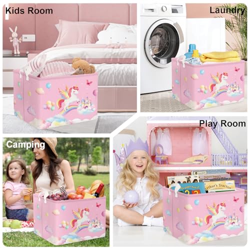 Miniatura 7 de Huumonss Grande Cesta Ropa Sucia Adorable Unicornio Plegable Cestos Almacenaje Ropa Juguetes Para Padres,Arcoíris,36l