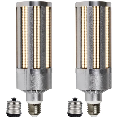 TPMAFF 2-Pack LED Corn Light 120 Watt 14400 Lumen (800-Watt Eqv.) E26/E27 Bulb With E39/E40 Adapter, LED Light Source For Commercial Lighting, 100-277V AC, Non-Dimmable