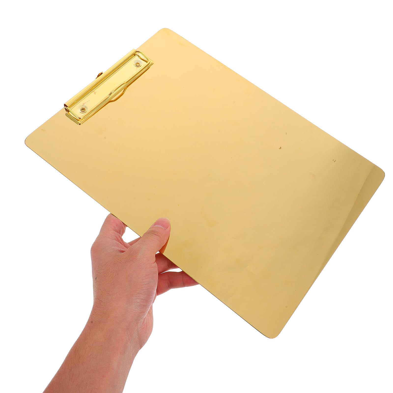 Porta Documenti in Acciaio Inossidabile A4 Superficie Liscia e Angoli Arrotondati, Tavoletta Scrittura Oro per Ufficio e Casa
