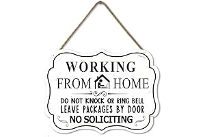 Work from Home Sign for Front Door with Clear Message for Visitors