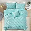 Menghomeus Aqua Comforter Set Full Size Metallic Teal and Silver Bed Comforter 4 Piece Lightweight Microfiber Bedding for Teen Girls Boys (2 Pillow Case + 1 Decorative Pillow Sham) #2