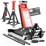 Arebos Gato hidráulico Plano 3T | 2 Soportes | 3 toneladas de Capacidad de Carga | 2 Soportes | Gato para Taller y aficiones | Gato para automóviles