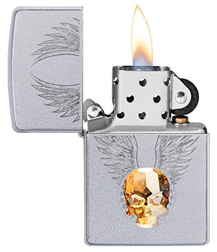 Encendedor Zippo Gold Skull Diseño Cromado Satinado miniatura 3