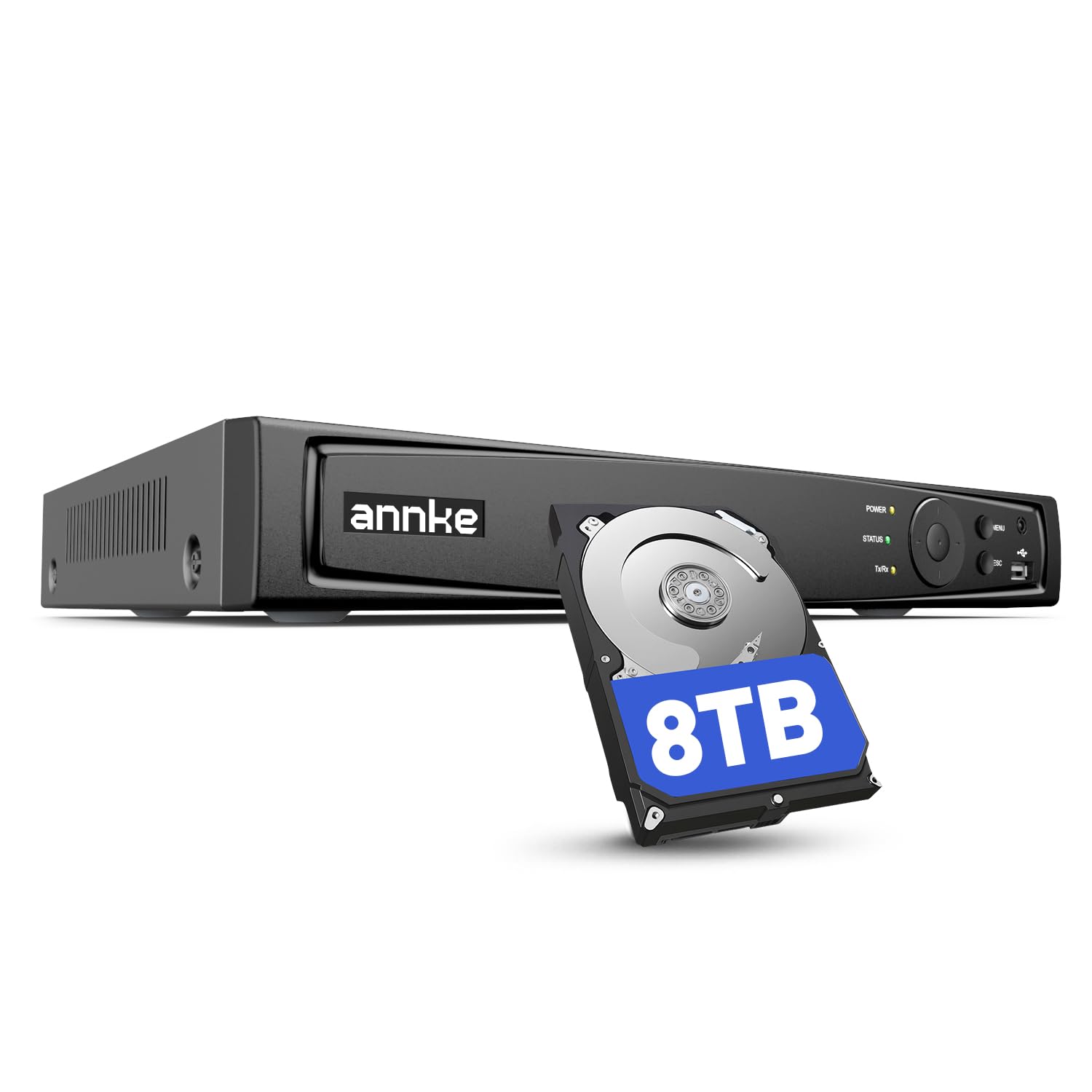 ANNKE 16CH 12MP PoE NVR system monitoringu, monitoring wideo do domu, wewnątrz, na zewnątrz, obsługuje kamery IP 12 MP, 4K, 5 MP, 4 MP, nagrywanie monitoringu 24/7 (dysk twardy 8 TB)