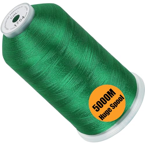 Image of New brothread - Single Huge Spool 5000M Each Polyester Embroidery Machine Thread 40WT for Commercial and Domestic Machines - Christmas Green