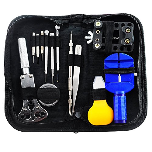 CARESHINE 13 Pcs Watch Repair Kit Case Opener Pins Link Remover Spring Bar Tool Set with Carrying Case