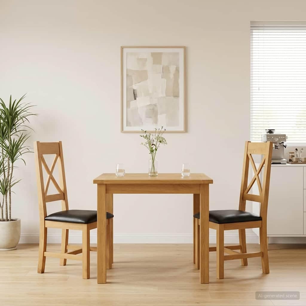 HMDNGOUT Esszimmerstuhl 2 STK Massivholz Eiche Schwarz 45 x 54 x 105 cm | Massive Eiche, schaumstoffgepolsterte Sitzfläche, einfache Montage, unkomplizierte Pflege, modernes Design