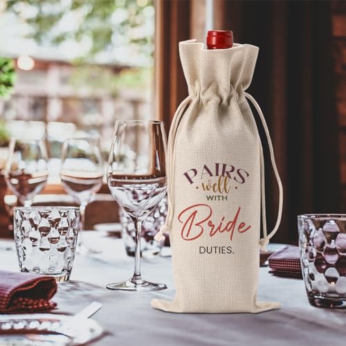 Image of Bridal Shower Wedding Gifts Wine Bag, Wedding Shower Gifts for Bride | Bride To Be Gifts, Bridal Shower Party Favors Wine Bags, Pairs Well with Bride Duties Wine Bottle Bag