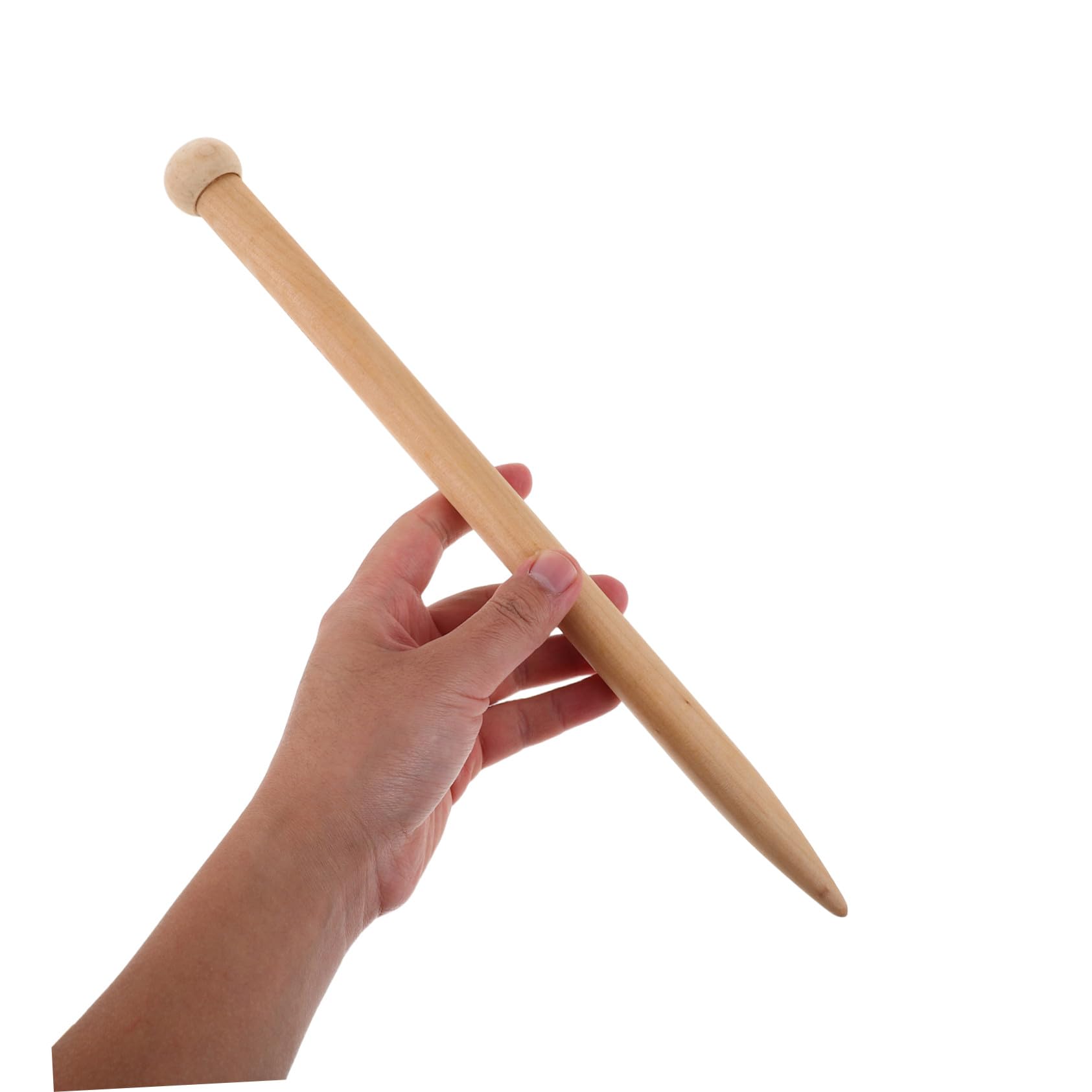 Agujas de Tejer Rectas Jumbo de Madera Beige, 6 Piezas | 35 Cm, Estructura Gruesa para Mantas E Hilo Grueso, Portátil y Resistente Flexión