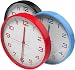 Vremi 10 inch Silent Universal Round Wall Clock - AA Battery Operated Easy to Install Non Ticking Indoor Decorative Easy Read - Colorful Analog Clock Great for Home Office Classroom or Garage - Red