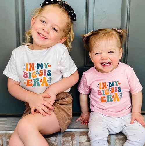 Image of Toddler Big Sister Tee in My Big Sis Era Graphic T-Shirt Big Sis Announcement Crewneck Shirts Sibling Reveal Tops