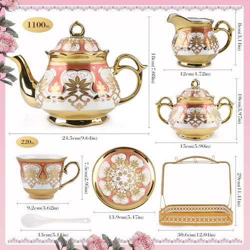 Juego de té de porcelana vintage TeamSky para tardes inolvidables en casa con amigos 4