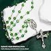 Nazareth Store Green Crystallized Glass Beads Rosary Necklace Holy Mary Medal & Cross Crucifix Handmade Christian Holy Rosary for Men and Women