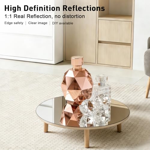 DRERIO 25 cm Selbstklebender Spiegel Rund, HD Rahmenloser Glas Spiegel, Klebespiegel für Wand & Tisch, ideal für Wohnzimmer, Schlafzimmer, Flur, DIY