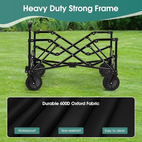 Homgava Collapsible Folding Wagon Cart,Heavy Duty Garden Cart With All Terrain Wheels,Portable Large Capacity Utility Wagon Cart For Camping Fishing Sports Shopping thumb #2