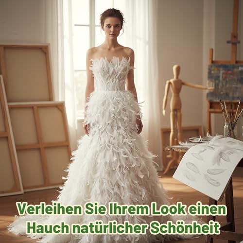 Qnvyw 150 Stück Weiße Federn zum Basteln, Natürliche Gänsefedern zum Basteln, Bastelfedern für Traumfänger, Kostüme, DIY-Bastelarbeiten, Hochzeitsdekorationen, Halloween, Karneval (10-15 cm)
