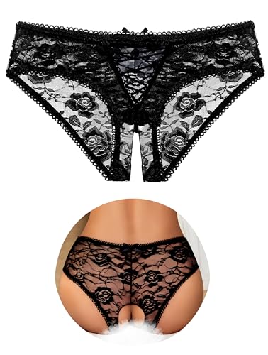 Avidlove Women Lace Panties Floral Lace Briefs Sexy Hollow Out Underwear Crisscross Strappy Boyshorts Black