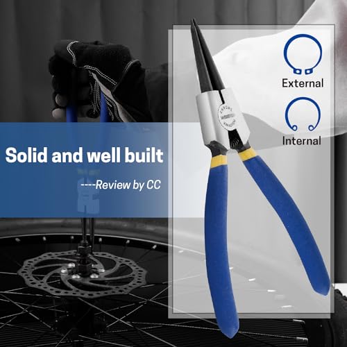 Image of 7 inch External Snap Ring Pliers with Straight Jaw, Cr-V Steel | Circlip Pliers for Retaining Ring Removal and Installation