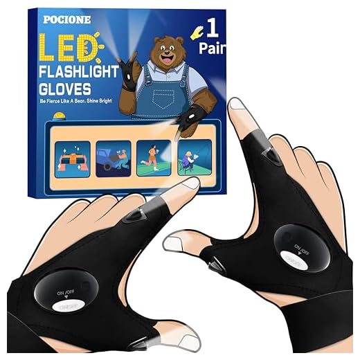Idee Cadeau Homme Gants LED - Cadeau Noel Anniversaire Homme Original Utile Insolite Gadget Bricolage Outillage, Cadeau Secret Santa Homme Calendrier L'avent Cadeau Papa Papy Pere Mari Bricoleur Peche