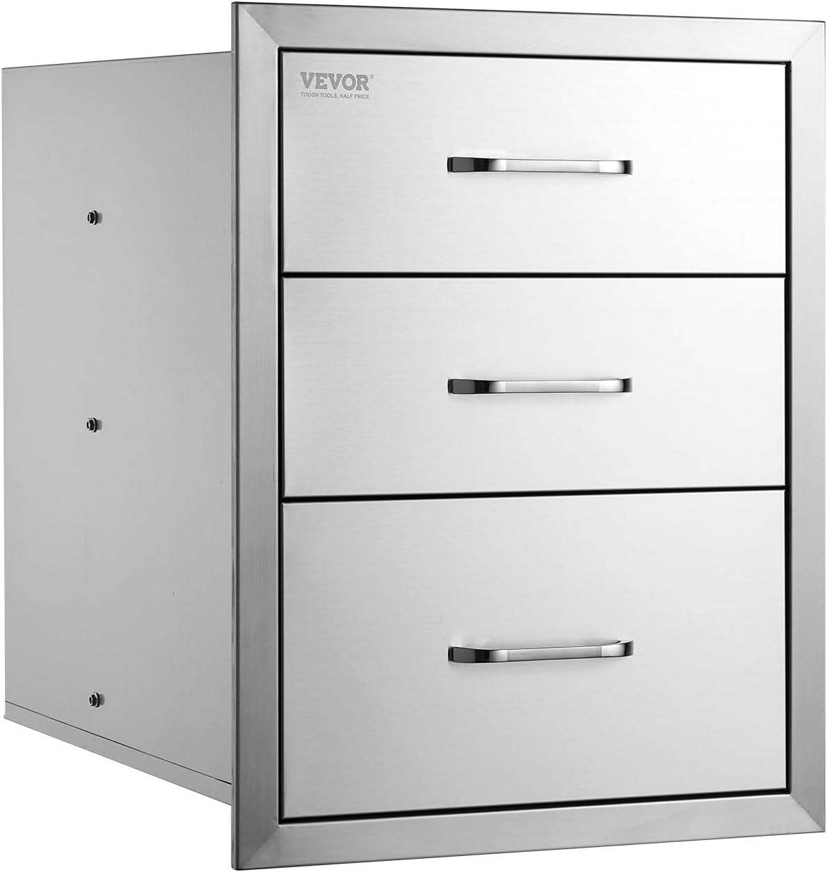 GOWE 18x20.5 Inch Outdoor Kitchen Stainless Steel Triple Access BBQ Drawers with Chrome Handle, 18 x23 x 23 Inch