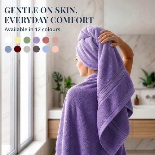 Image of LANE LINEN Luxury Bath Towels Set - 1 Piece, 100% Cotton Bathroom Towels, Zero Twist, Quick Dry Absorbent Bath Towel, Super Soft Gym Towel - English Lavender
