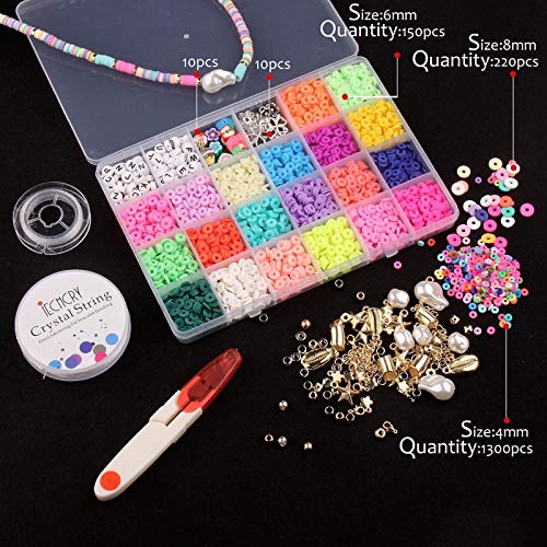 Kit de Contas 3200 Unidades de 6 Mm, Colar, Pulseira, Pequenas, Planas, Redondas de Polímero de Argi