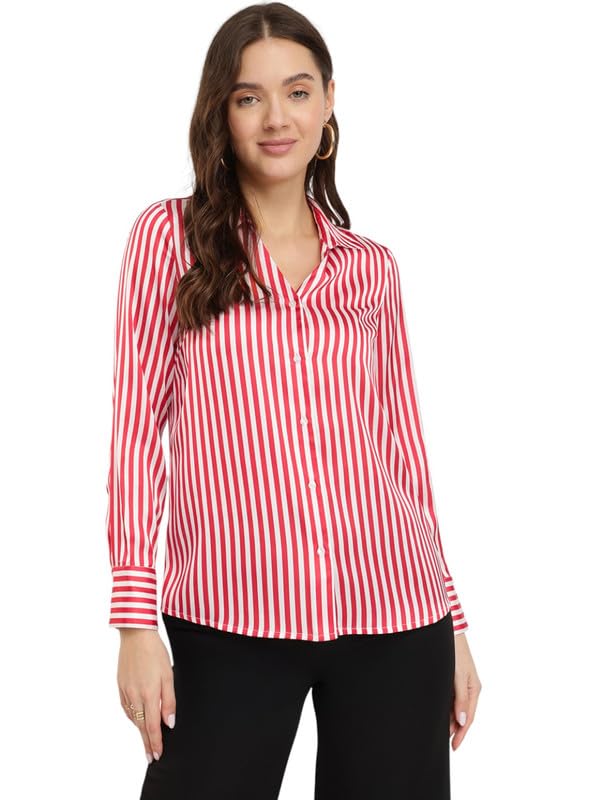 Image of FableStreet Women Shirts | Comfort Fit Spread Collar | Premium Satin Fabric for Formal, Business Casual