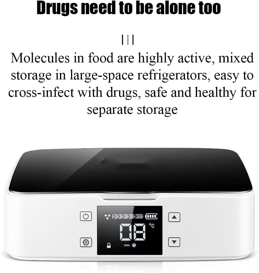 Insulin Refrigerated, Insulin Cooler Box, Portable Drug Constant Temperature Refrigerato with LCD Touch Screen, Liner Rounded Corner Design, for Interferon